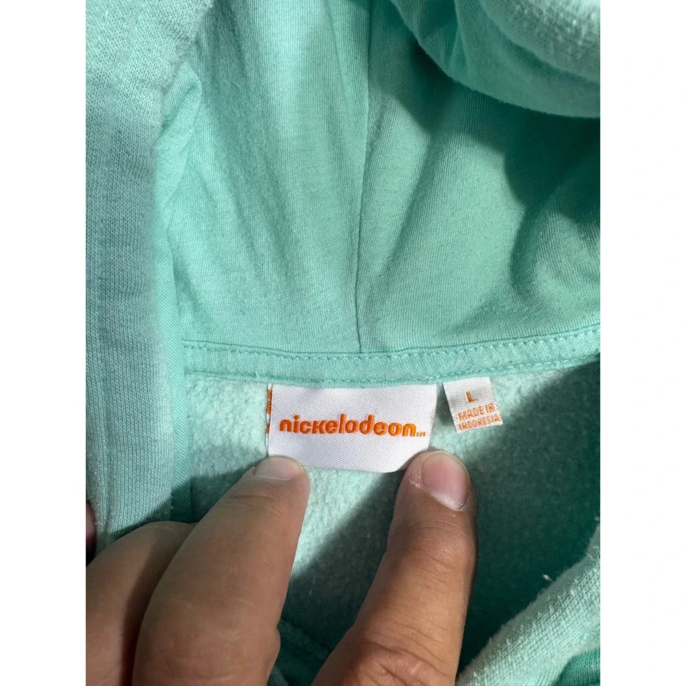 Nickelodeon Mens Mint Green 90s vibe Characters Graphic Hoodie Sweatshirt Large